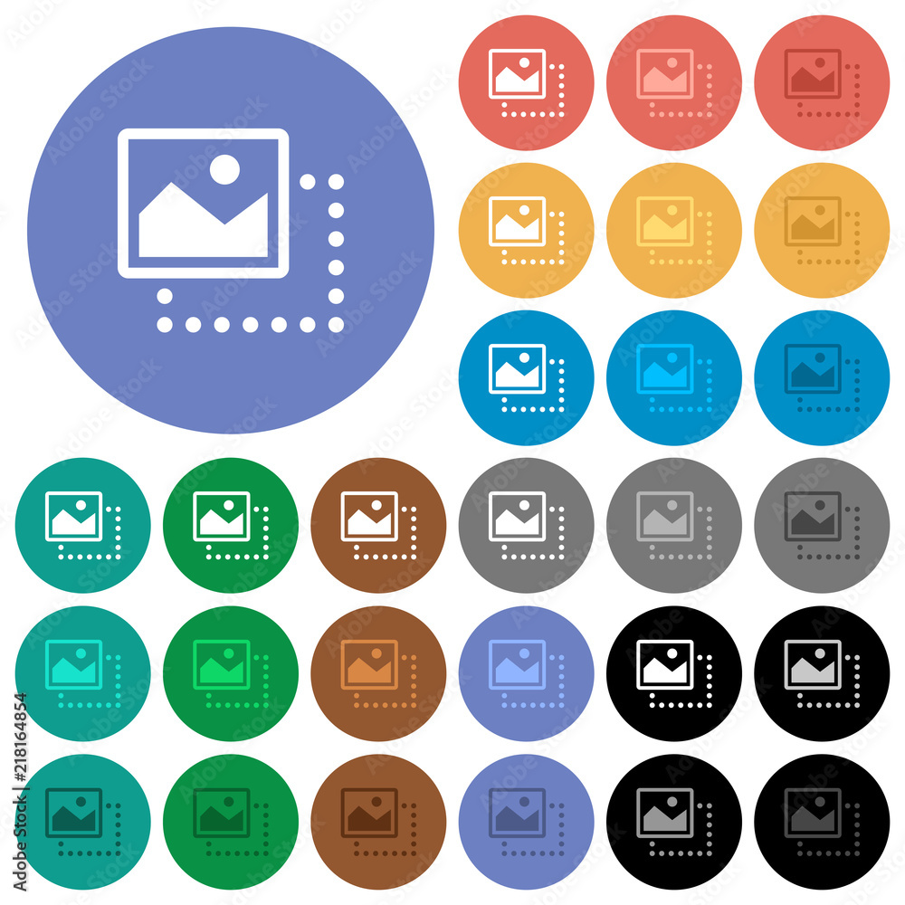 Poster drag image to top left round flat multi colored icons
