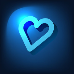 Heart on the blue background