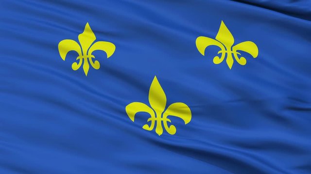 Fleur De Lis Flag, Closeup View Realistic Animation Seamless Loop - 10 Seconds Long