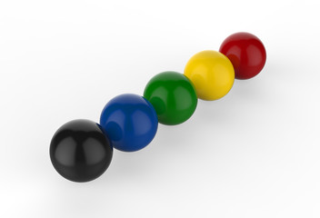 Colourful glossy candy balls on white background, 3d illustration