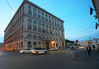 Rome,Italy-July 28,2018: Night view around Cavour street and Giovanni Amendola street, Rome　