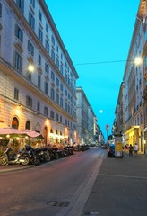 Rome,Italy-July 28,2018: Night view around Cavour street and Giovanni Amendola street, Rome　