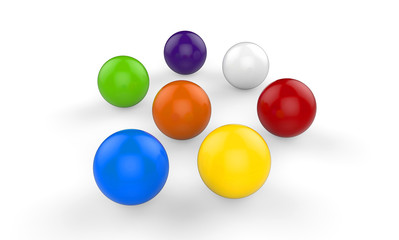 Colourful glossy candy balls on white background, 3d illustration
