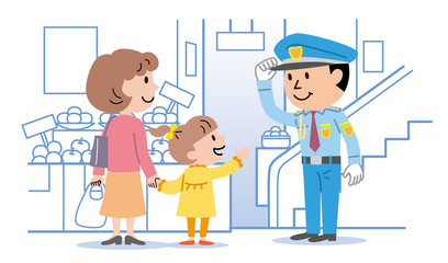 男性警備員　買い物客