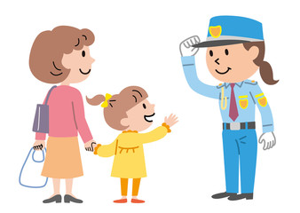 女性警備員　買い物客