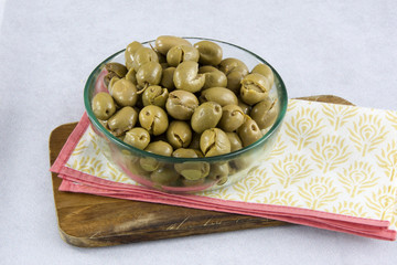 Green olives served in a bowl