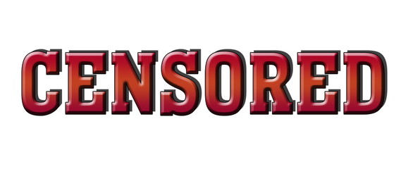 censored 3d Red button logo stamp icon. White isolated