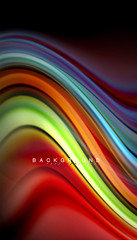 Fluid colors abstract background, twisted liquid design on black, colorful marble or plastic wave texture backdrop, multicolored template for business or technology presentation or web brochure cover