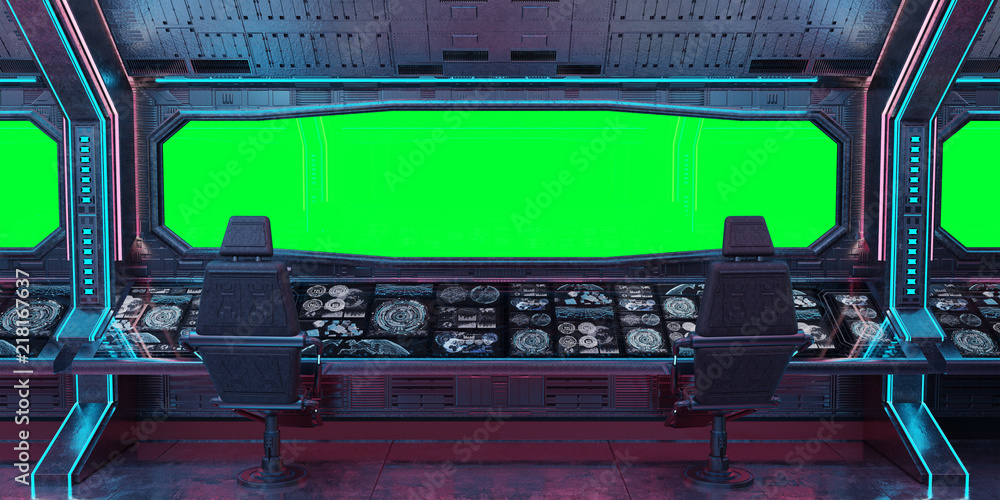 Poster grunge spaceship interior background 3d rendering