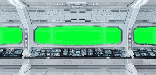 White clean spaceship interior background 3D rendering