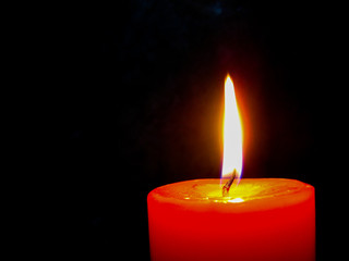 candle flame in dark background.
