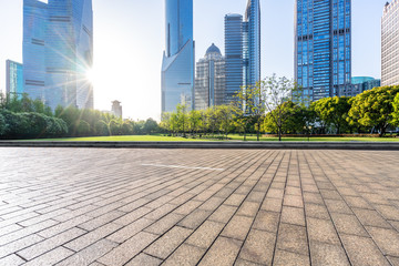 Fototapeta premium city skyline with empty square