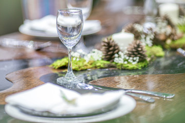 Closeup view of Glasses placed on the dining table, beautiful Ready to use.
