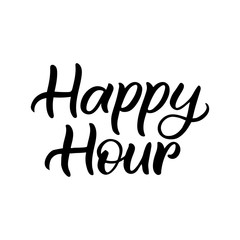 Obraz premium Hand drawn lettering card. The inscription: Happy hour. Perfect design for greeting cards, posters, T-shirts, banners, print invitations.