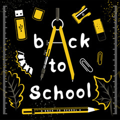 Back to school vector set on black