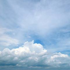 Light clouds in the blue sky.