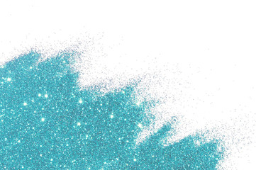 Textured background with blue glitter sparkle on white