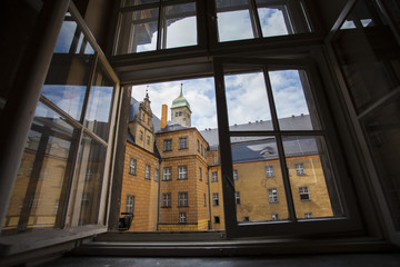 View of the Olesnica Castle through the window