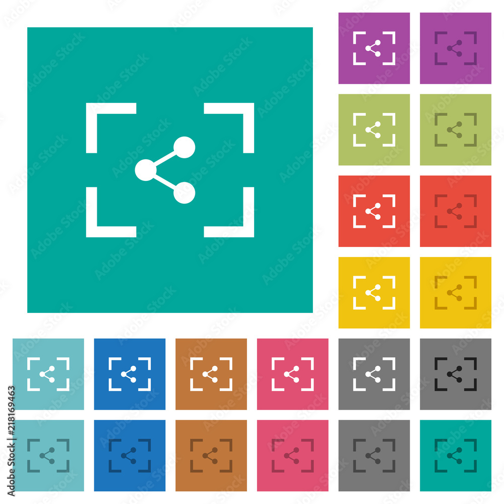Poster camera share image square flat multi colored icons