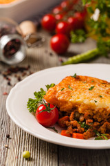 Cottage pie with beef and potatoes