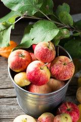 Apples on a wooden table. Rustic style