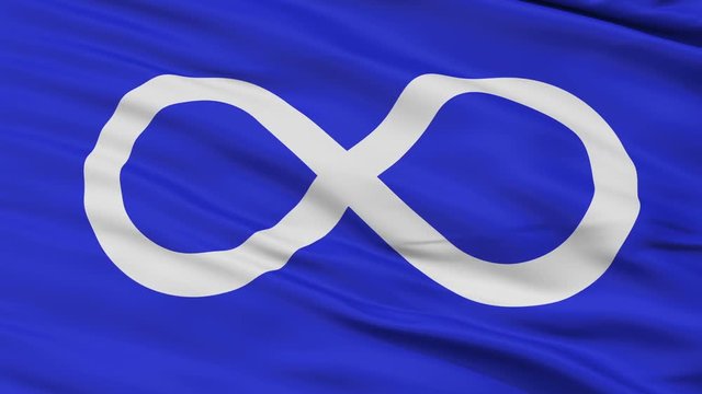 Metis Blue Indian Flag, Closeup View Realistic Animation Seamless Loop - 10 Seconds Long