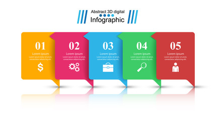 3D infographic design template and marketing icons.