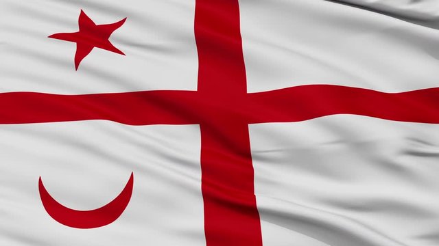 Mikmaq Indian Flag, Closeup View Realistic Animation Seamless Loop - 10 Seconds Long