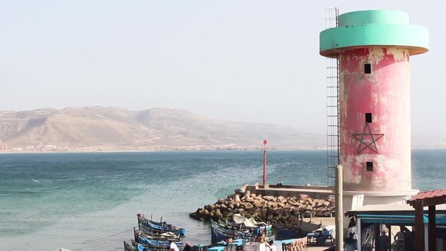 Tower Painted as the Moroccan Flag in Imsouane, Morocco