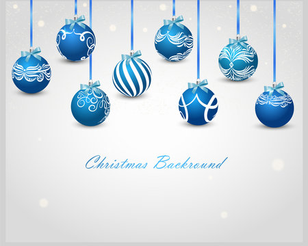 Vector Christmas background with blue balls