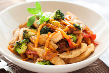 Chicken stir fry with sweet potato noodles