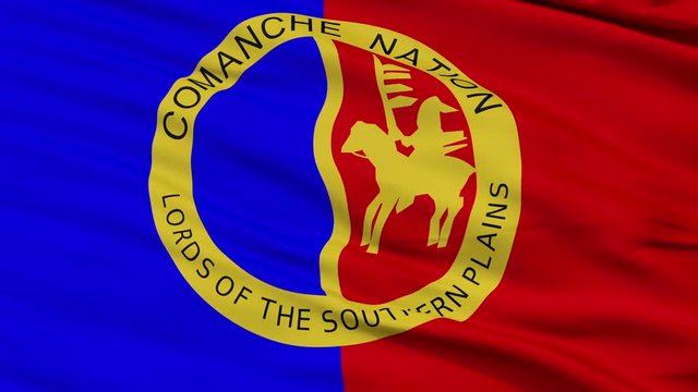 The Comanche Nation Indian Flag, Closeup View Realistic Animation Seamless Loop - 10 Seconds Long