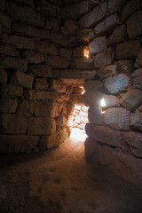View of the archaeological site of the "Nuraghe Palmavera" in Sardinia, Italy.
