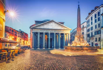 Keuken spatwand met foto Pantheon in Rome, Italy at sunrise. Scenic travel background. Popular travel destination. © Funny Studio