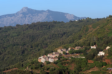 Fototapeta na wymiar Porri di Casinca village in Corsica mountain