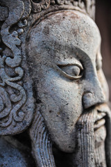 Fototapeta na wymiar Chinese Warrior Sculpture Old Thailand