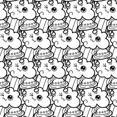 Obraz premium Funny doodle monsters seamless pattern for prints, designs and coloring books