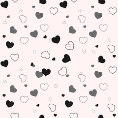 seamless pattern graphic diagonal black small heart vector on white background