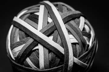 Black and White Ball of Rubberbands