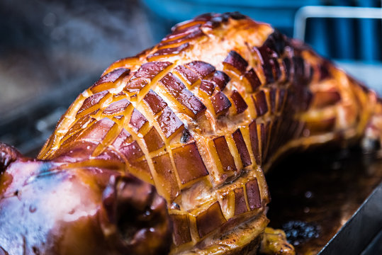 Spanferkel Barbecue BBQ Nahaufnahme Fleisch
