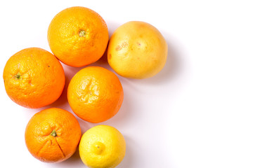 Group of Organic Oranges and lemon with copyspace