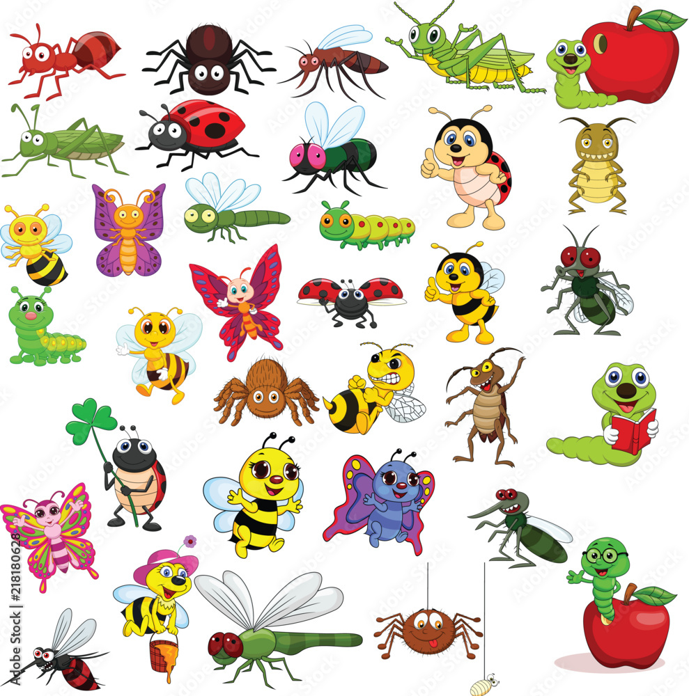 Sticker Cartoon insects collection set