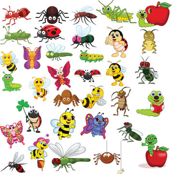 Cartoon insects collection set