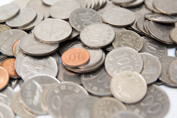 Pile of South Korea coins