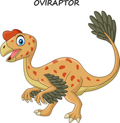 Cartoon smiling oviraptor dinosaur