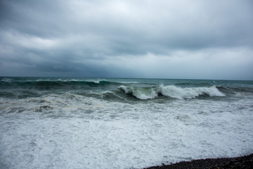 Stormy sea with waves