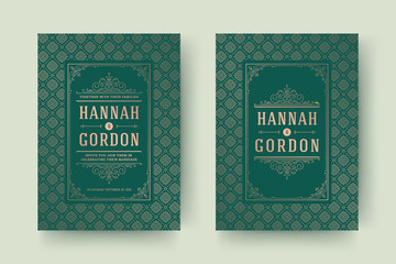 Wedding save the date invitation cards flourishes ornaments.