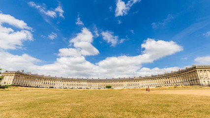 Famous Royal Crescent  in the Unesco World Heritage city of Bath, Somerset,  UK