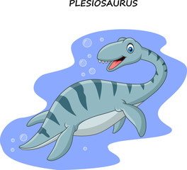 Cartoon smiling plesiosaurus