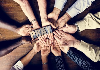Diverse religious people's hands - obrazy, fototapety, plakaty